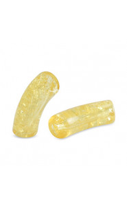 Acrylic Tube bead 34x11mm crackled Freesia yellow